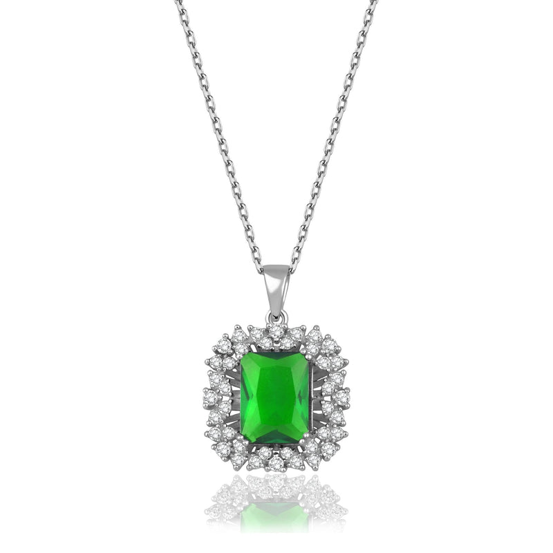 1.55 Carat Baguette Emerald Diamond Necklace · White Gold
