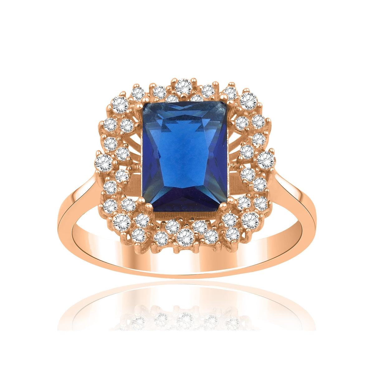 1.55 Carat Baguette Sapphire Diamond Ring · Rose Gold