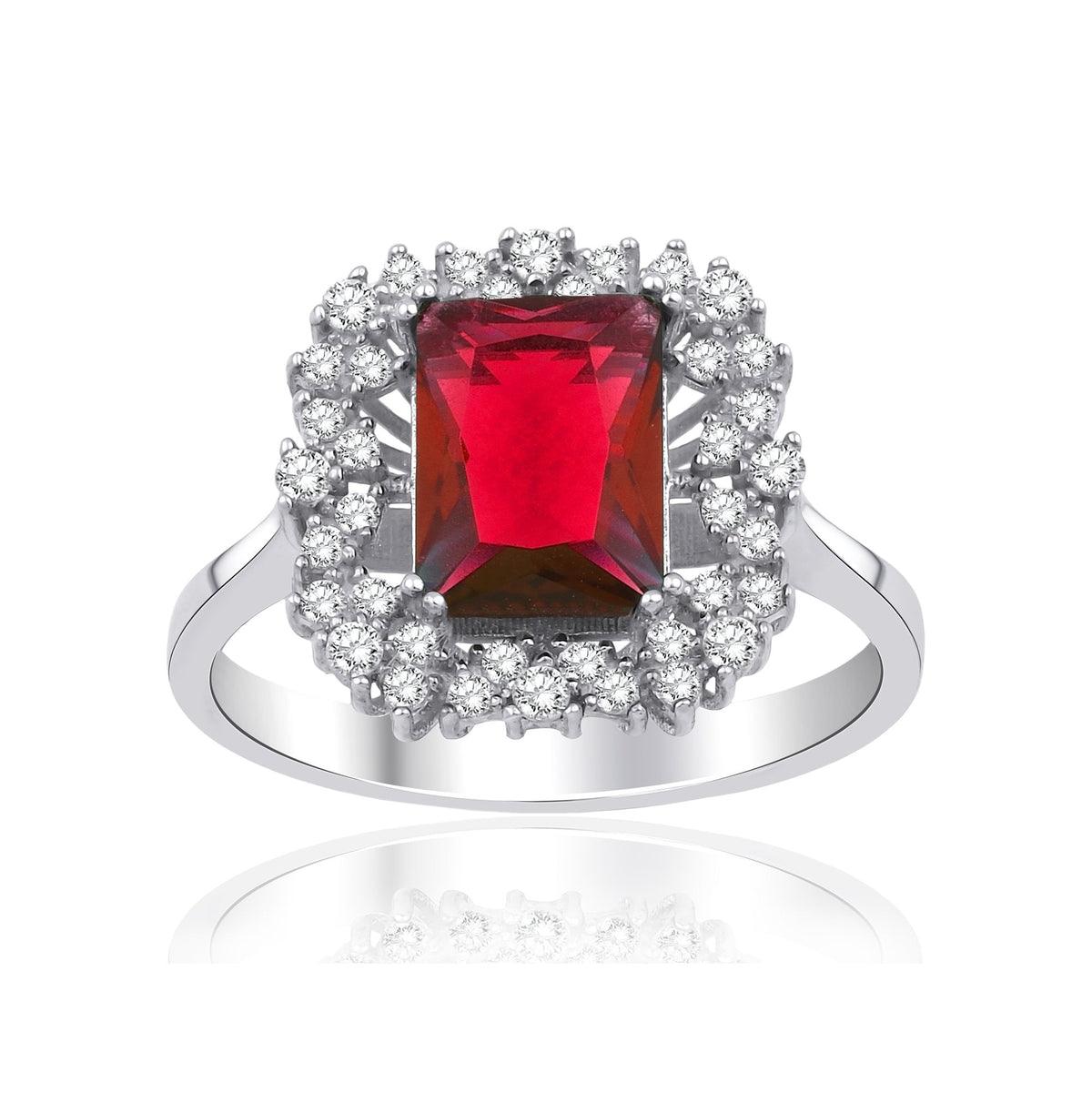 1.55 Carat Baguette Ruby Diamond Ring · White Gold