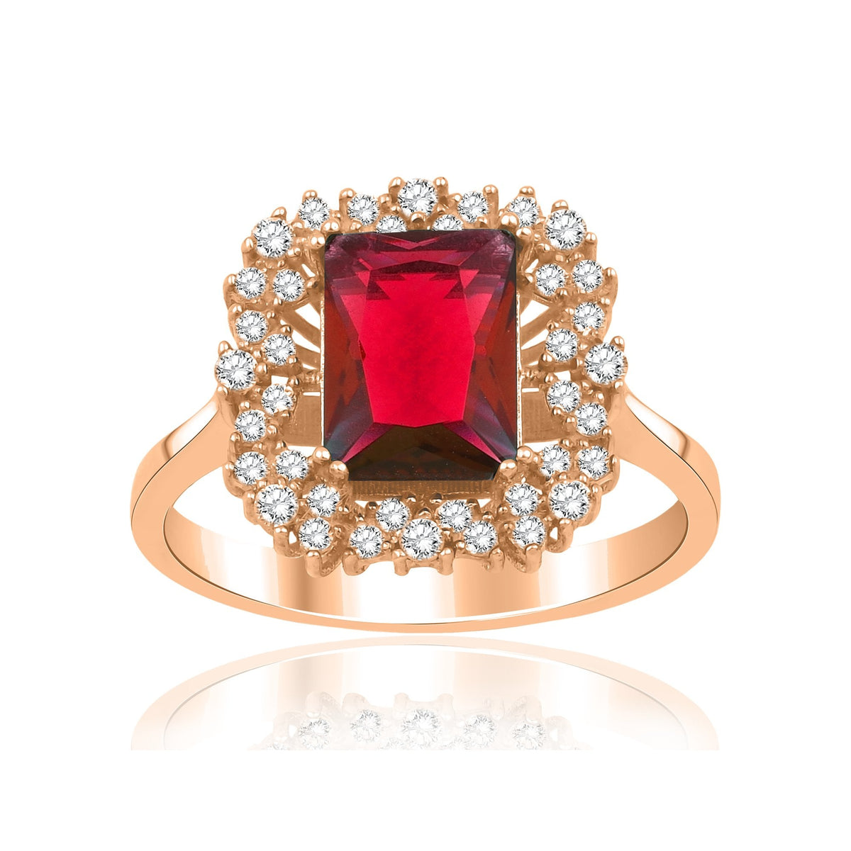 1.55 Carat Baguette Ruby Diamond Ring · Rose Gold