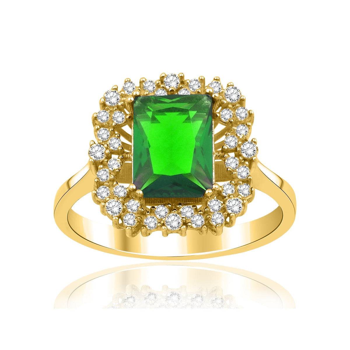 1.55 Carat Baguette Emerald Diamond Ring · Yellow Gold