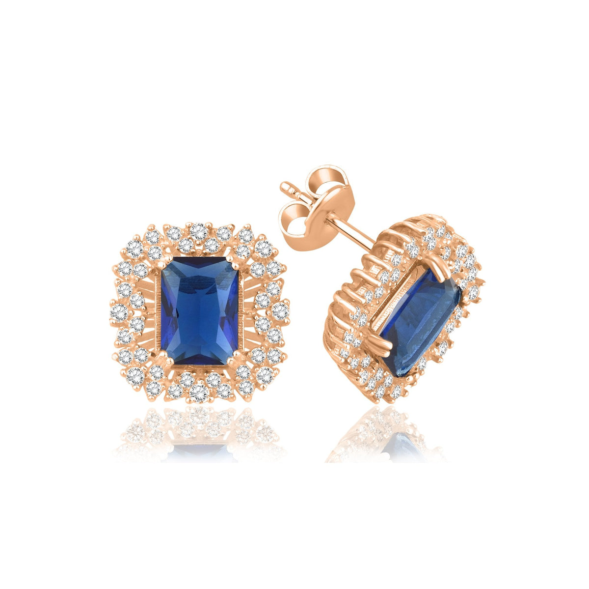 3.10 Carat Baguette Sapphire Diamond Earrings · Rose Gold