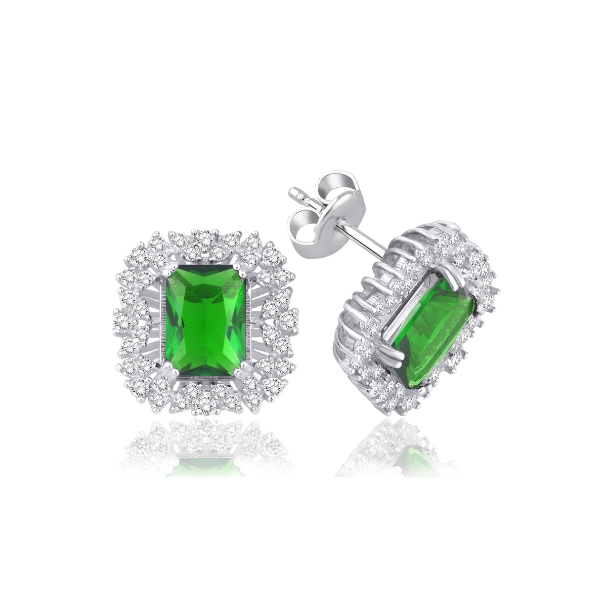 3.10 Carat Baguette Emerald Diamond Earrings · White Gold