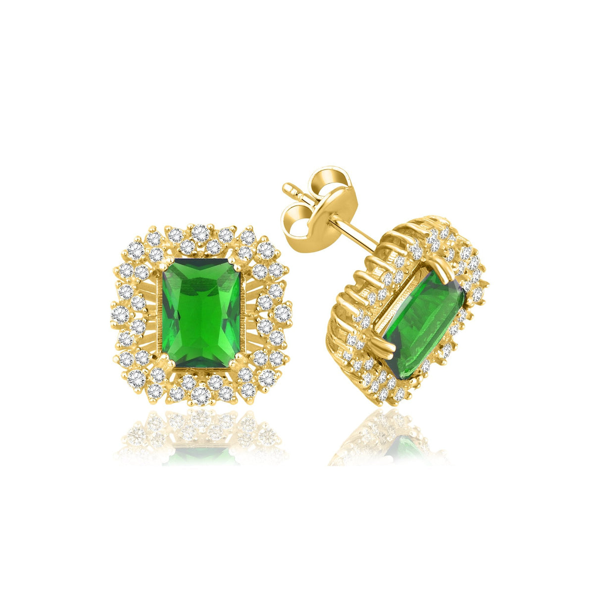 3.10 Carat Baguette Emerald Diamond Earrings · Yellow Gold
