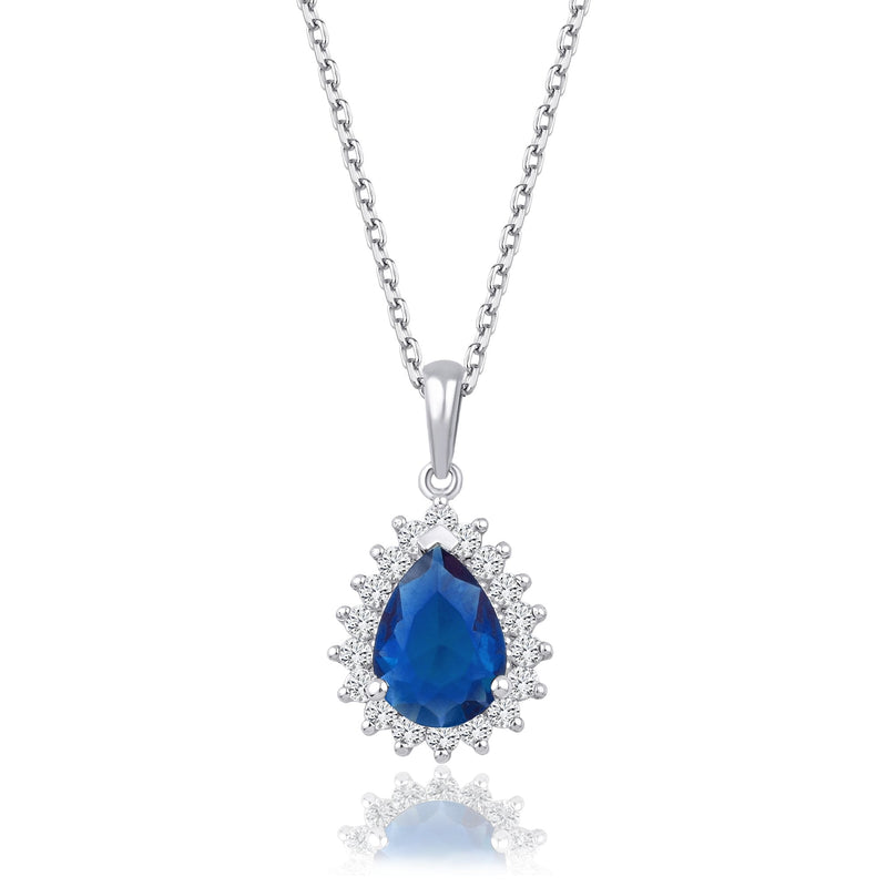 1.38 Carat Pear Sapphire Diamond Necklace · White Gold