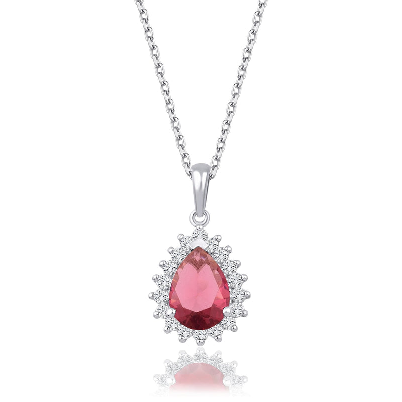 1.38 Carat Pear Ruby Diamond Necklace · White Gold
