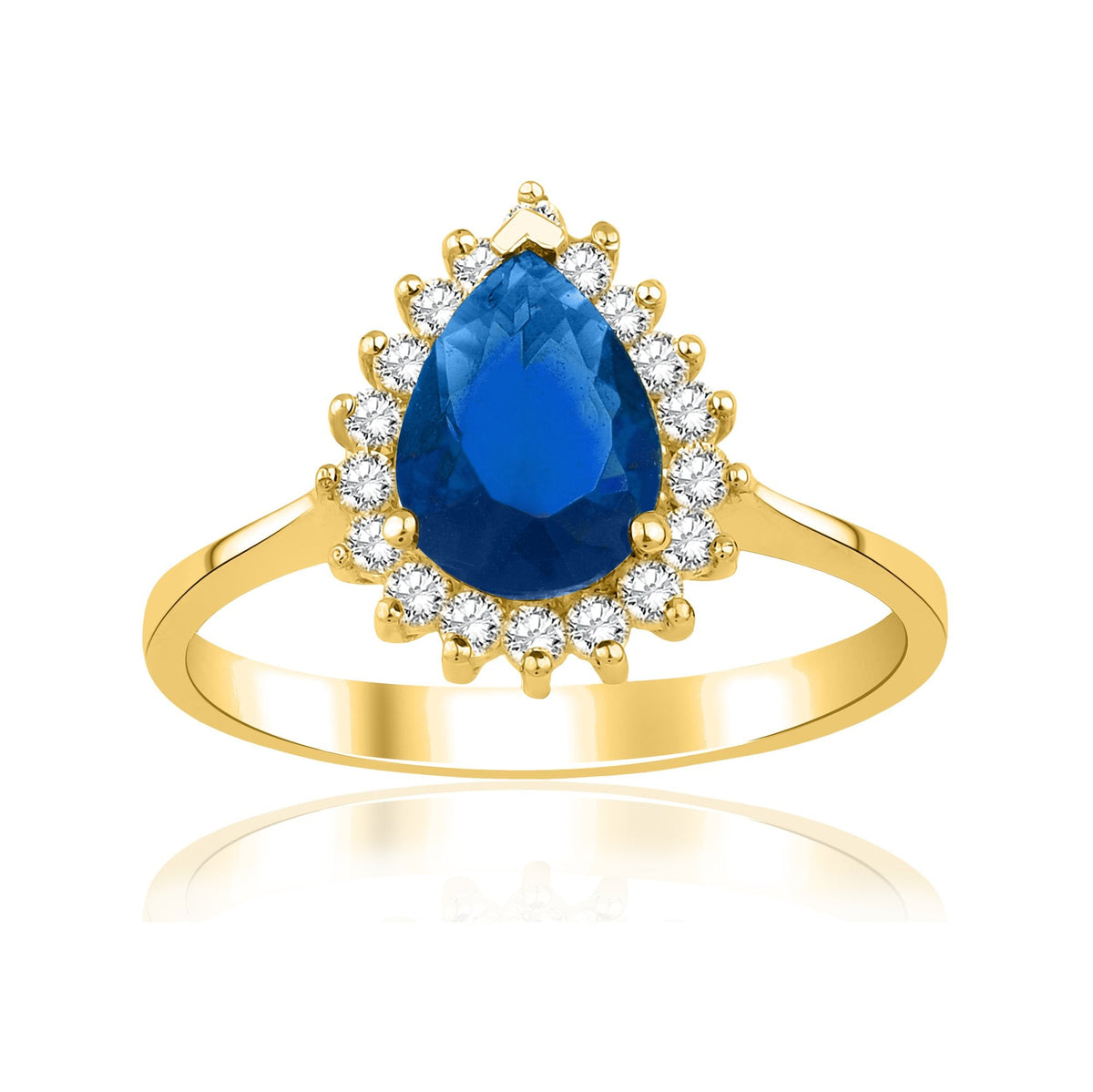 1.38 Carat Pear Sapphire Diamond Ring · Yellow Gold