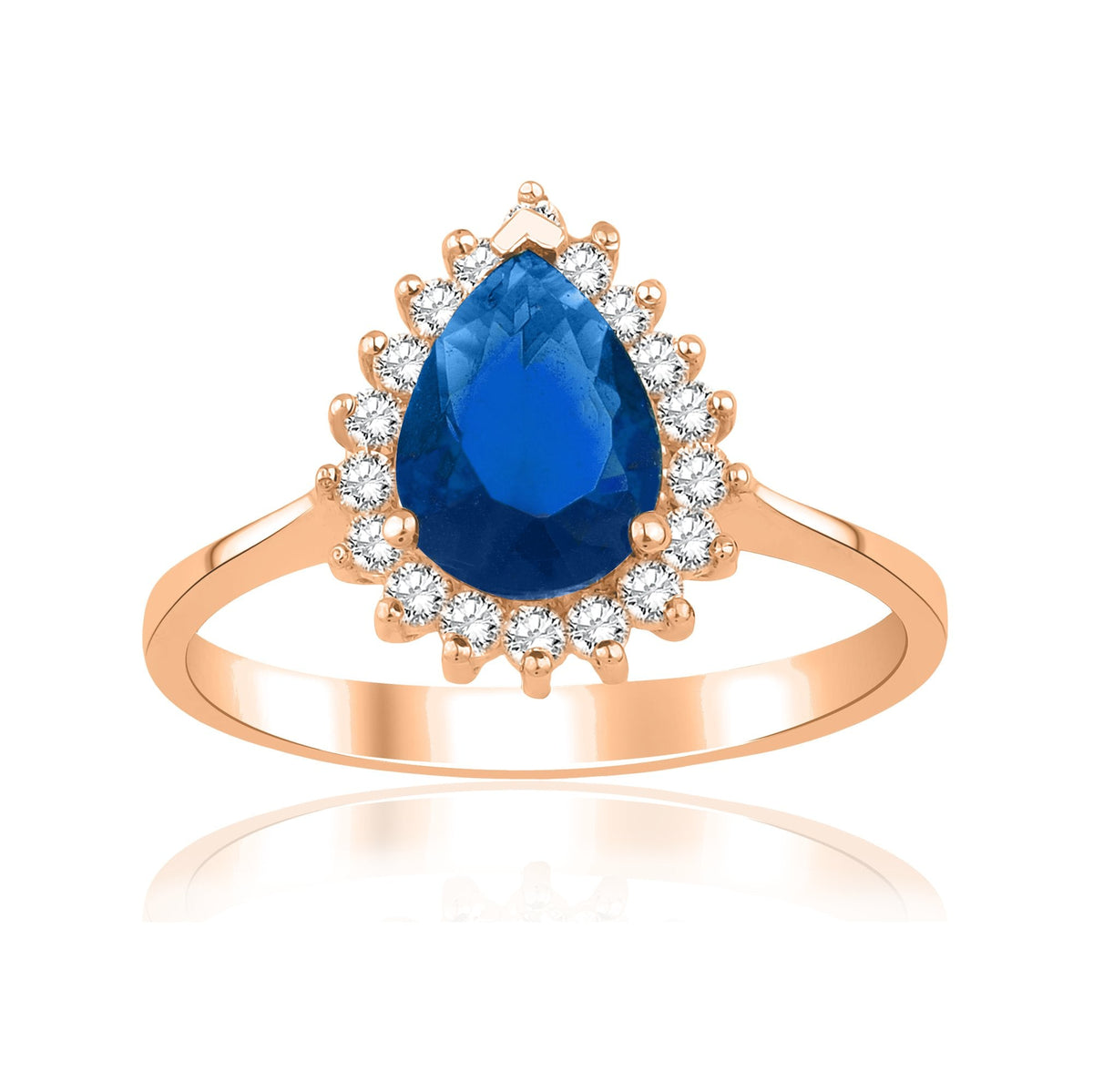 1.38 Carat Pear Sapphire Diamond Ring · Rose Gold