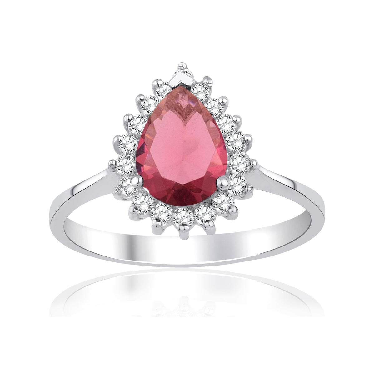 1.38 Carat Pear Ruby Diamond Ring · White Gold