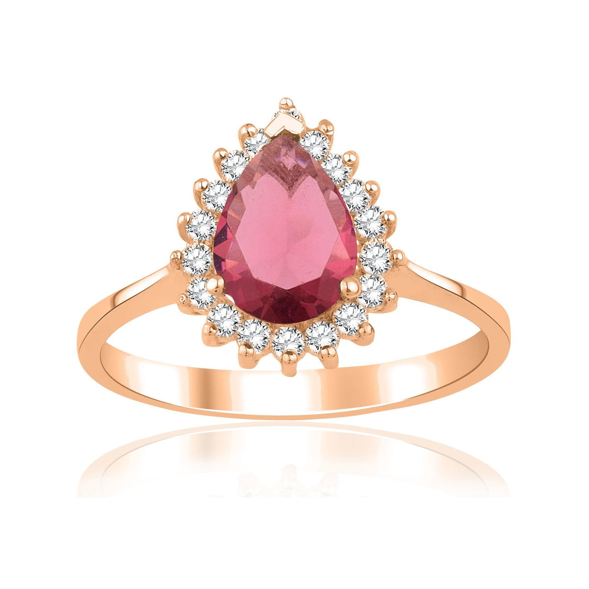 1.38 Carat Pear Ruby Diamond Ring · Rose Gold