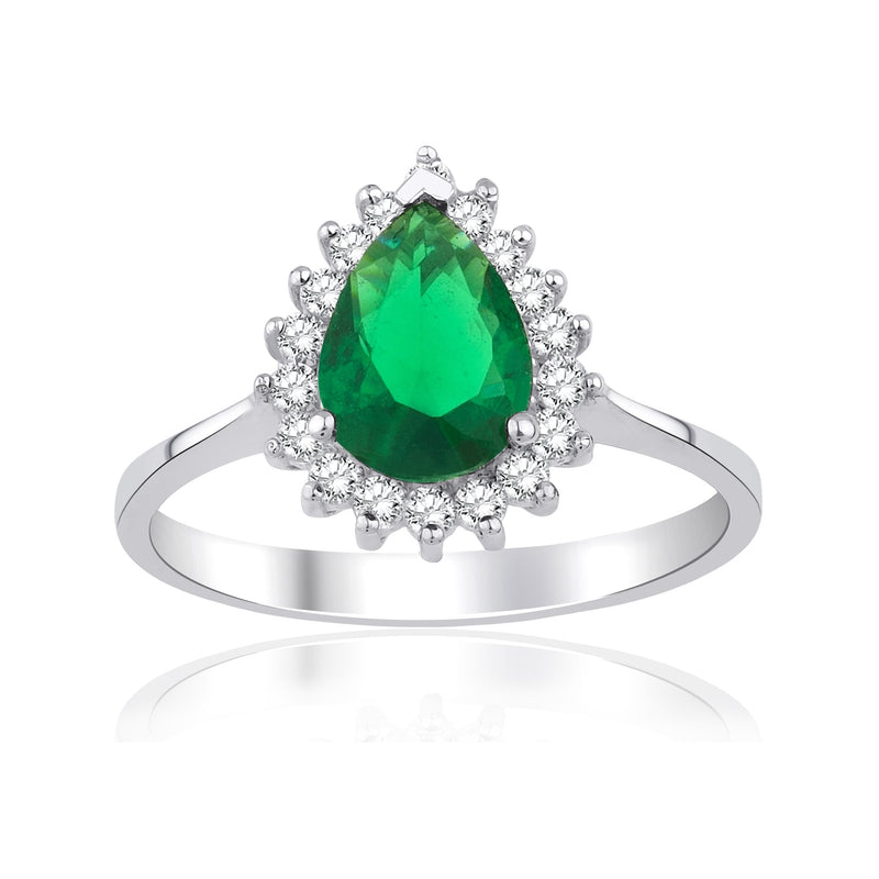 1.38 Carat Pear Emerald Diamond Ring · White Gold