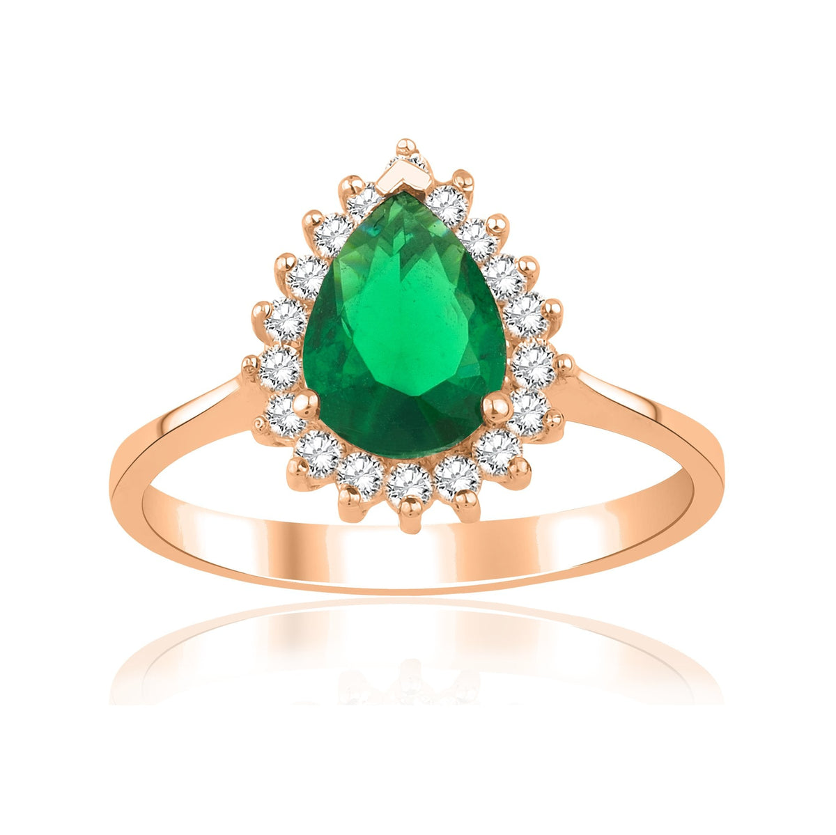 1.38 Carat Pear Emerald Diamond Ring · Rose Gold