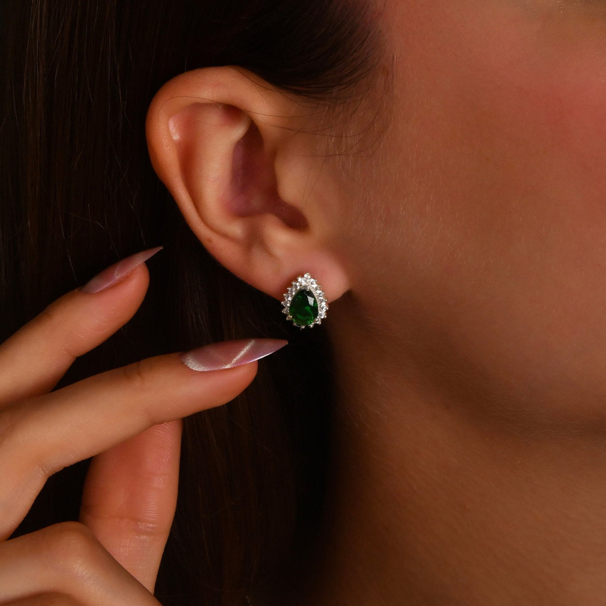 2.76 Carat Pear Emerald Diamond Earrings