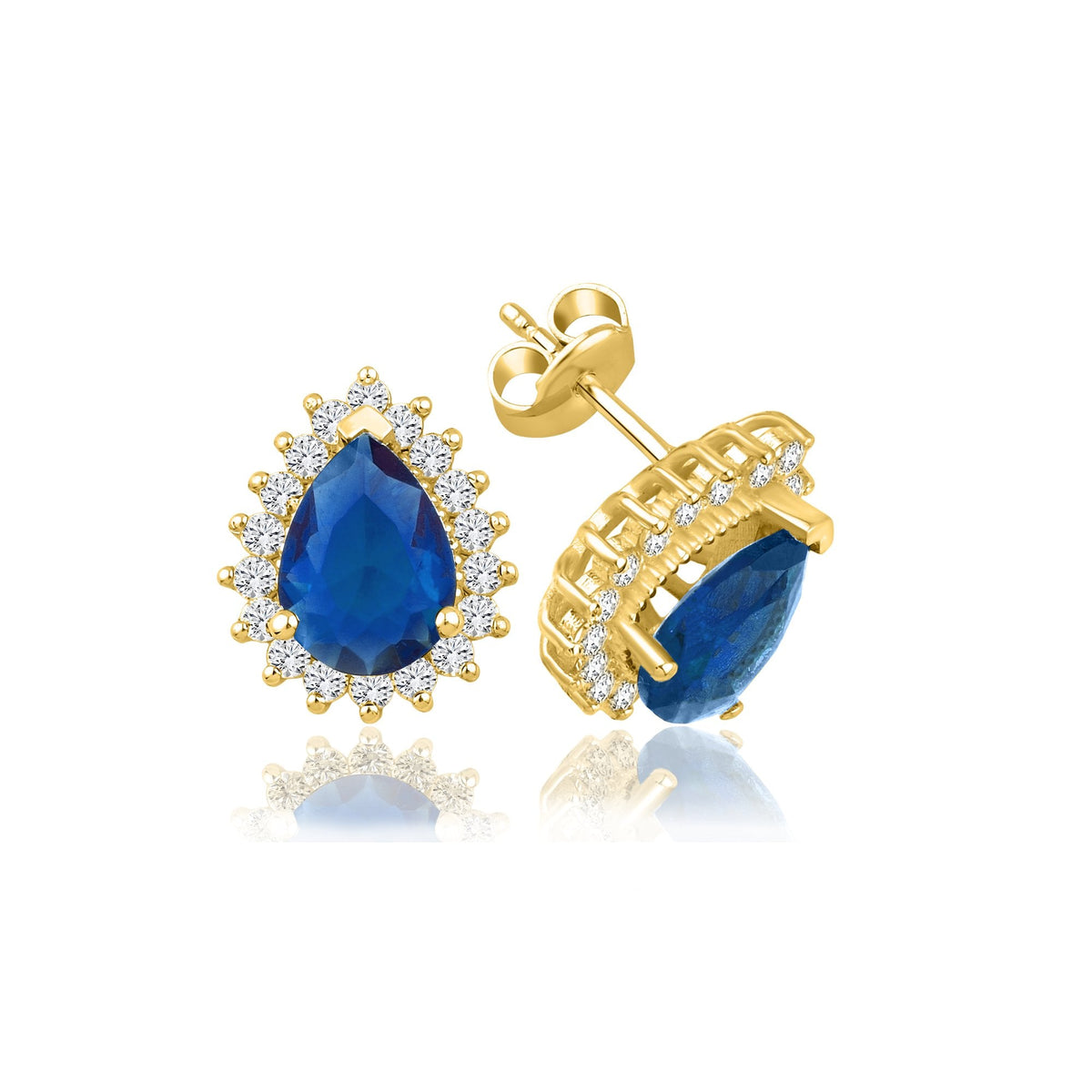 2.76 Carat Pear Sapphire Diamond Earrings · Yellow Gold