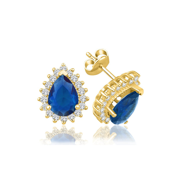 2.76 Carat Pear Sapphire Diamond Earrings · Yellow Gold