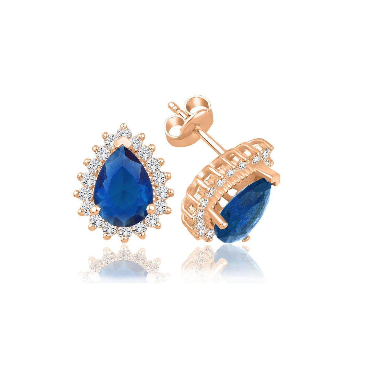 2.76 Carat Pear Sapphire Diamond Earrings · Rose Gold