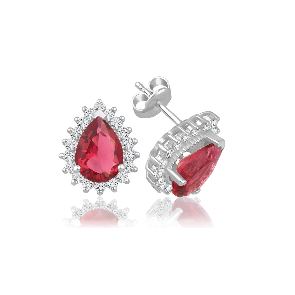 2.76 Carat Pear Ruby Diamond Earrings · White Gold