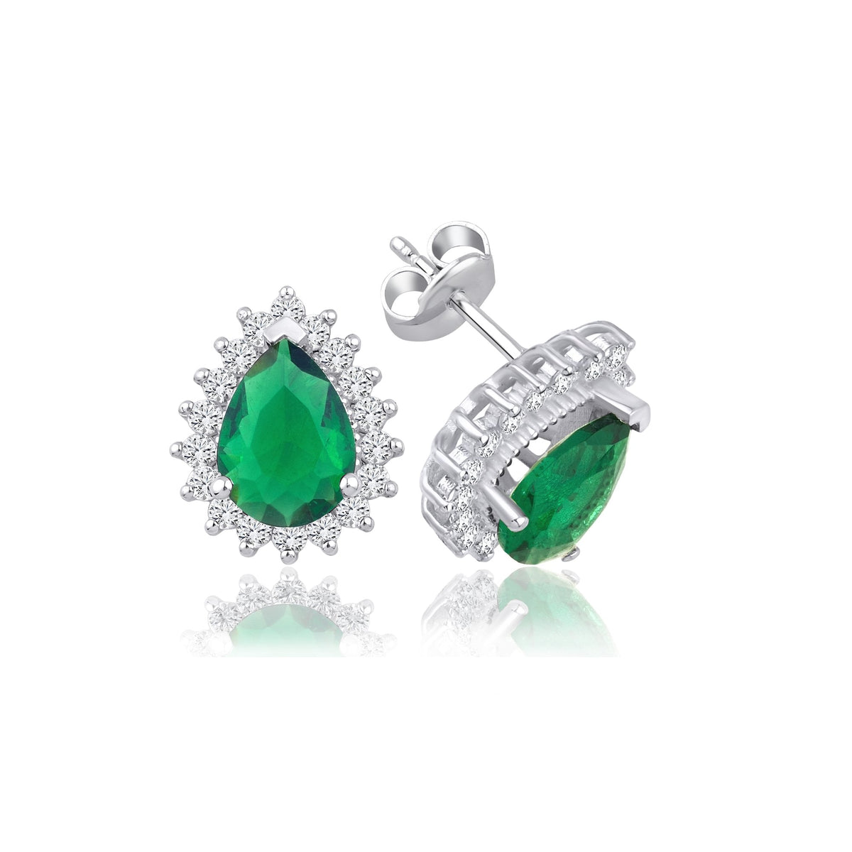 2.76 Carat Pear Emerald Diamond Earrings · White Gold