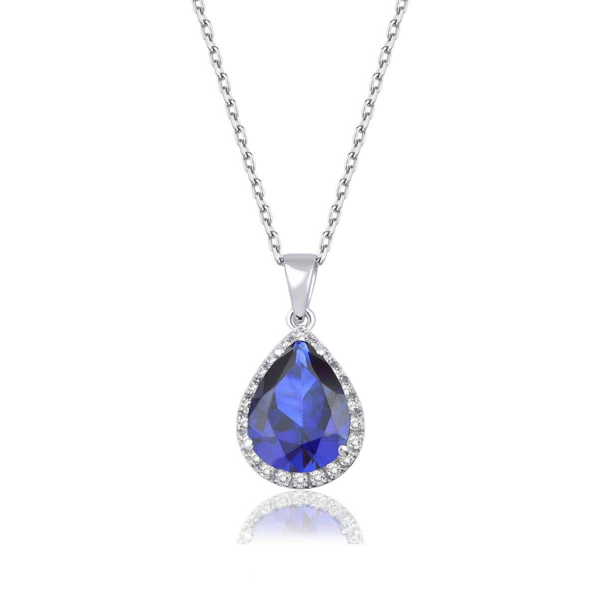 1.46 Carat Pear Sapphire Diamond Necklace · White Gold