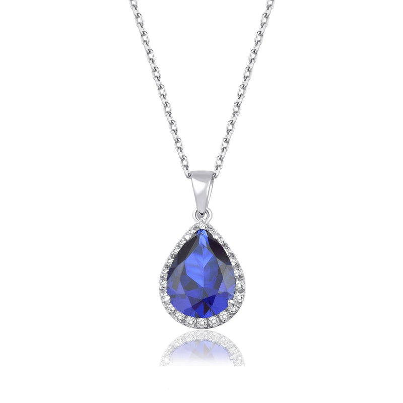 1.46 Carat Pear Sapphire Diamond Necklace · White Gold