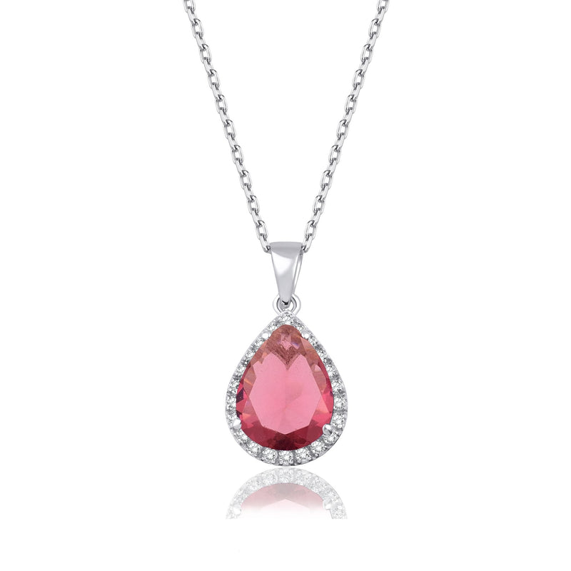 1.46 Carat Pear Ruby Diamond Necklace · White Gold