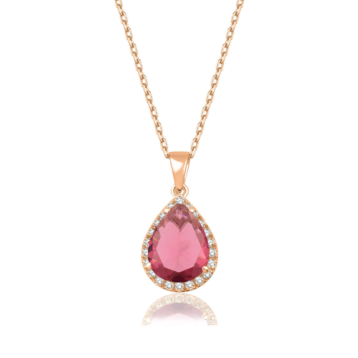 1.46 Carat Pear Ruby Diamond Necklace · Rose Gold