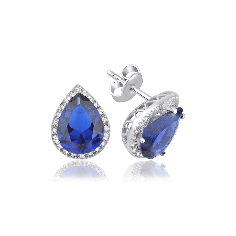 2.92 Carat Pear Sapphire Diamond Earrings · White Gold