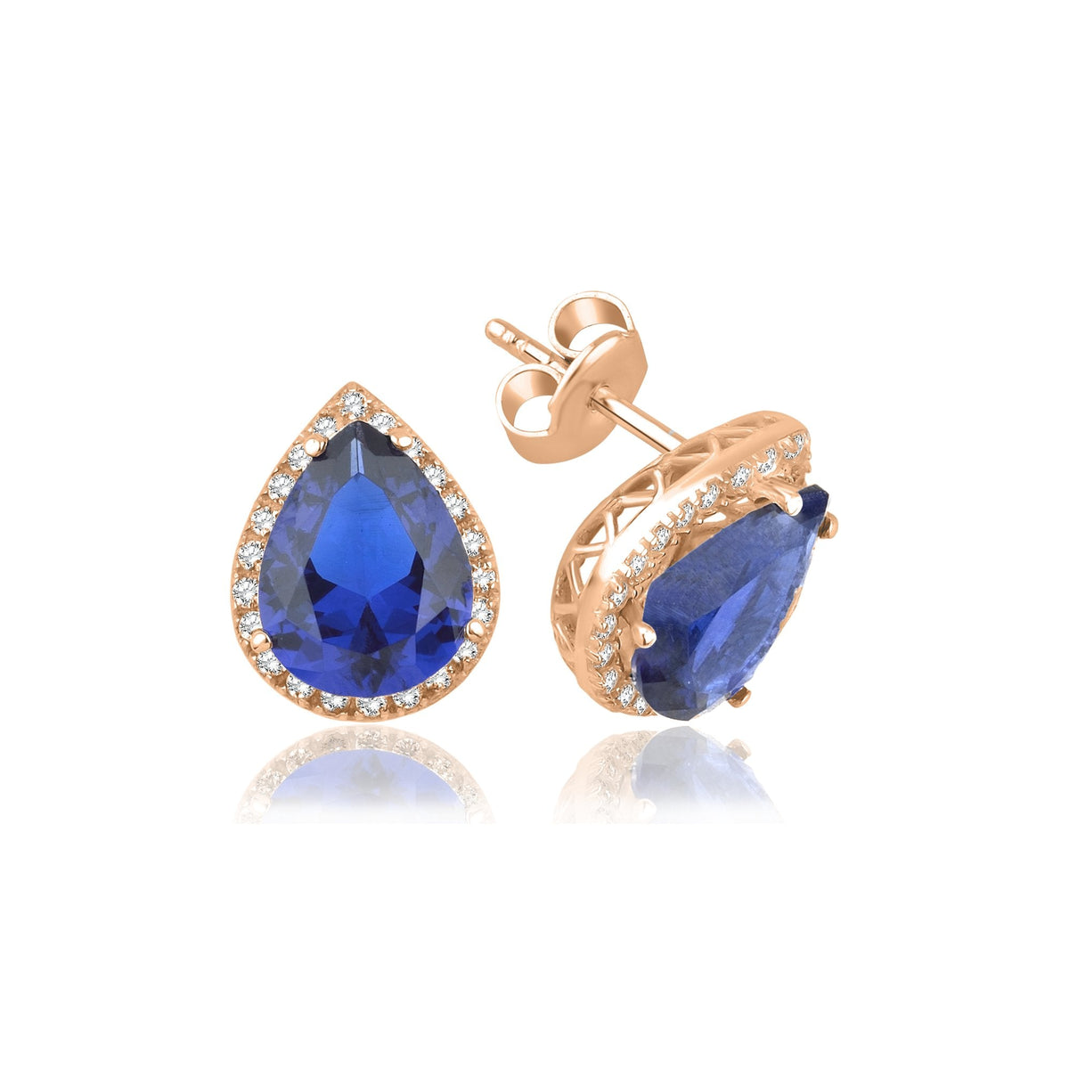 2.92 Carat Pear Sapphire Diamond Earrings · Rose Gold