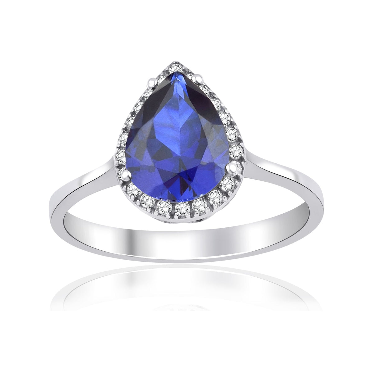 1.46 Carat Pear Sapphire Diamond Ring · White Gold