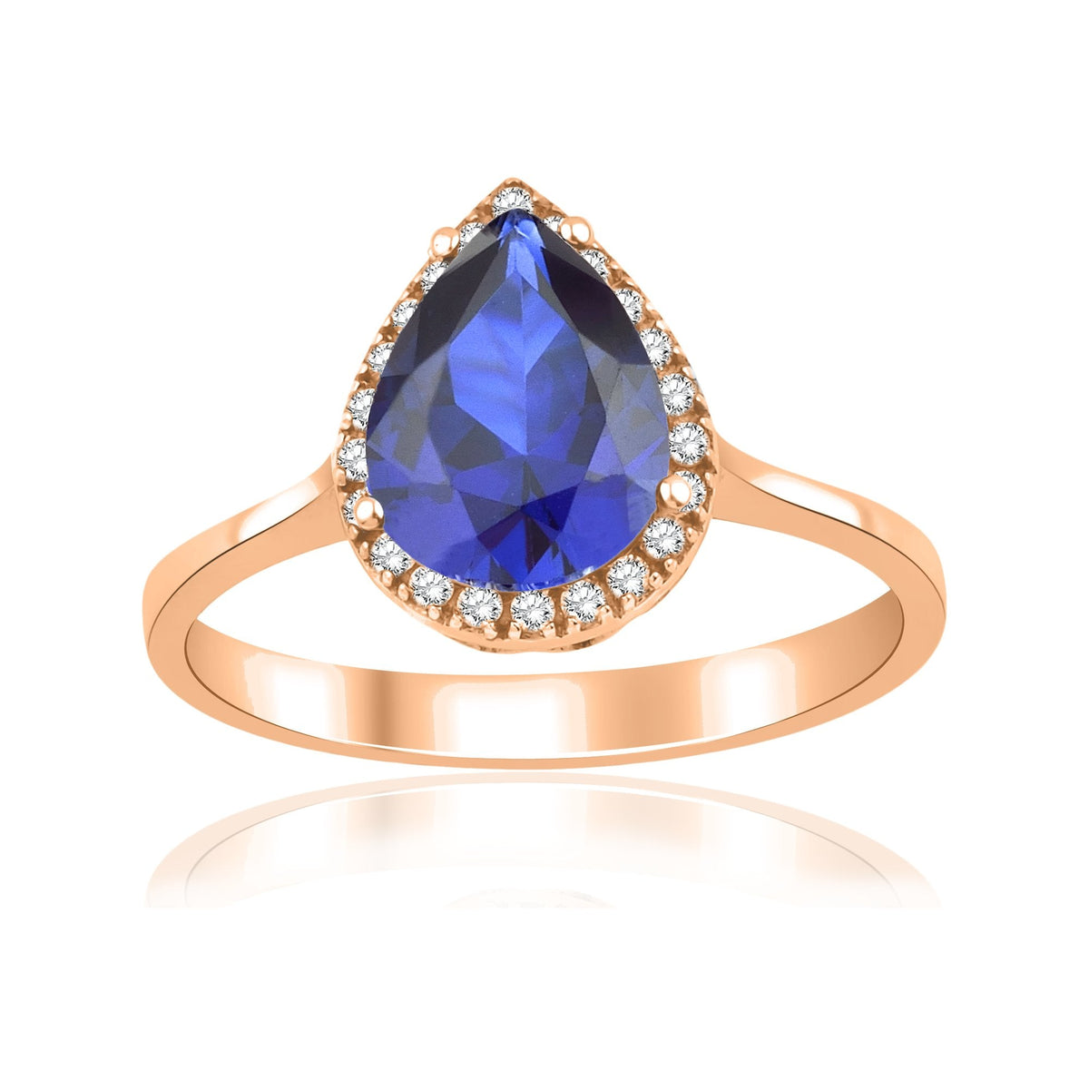 1.46 Carat Pear Sapphire Diamond Ring · Rose Gold