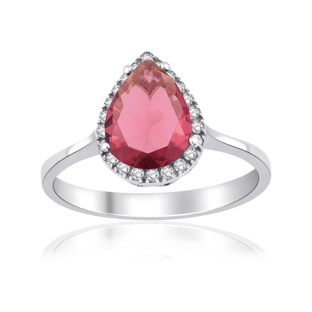 1.46 Carat Pear Ruby Diamond Ring · White Gold