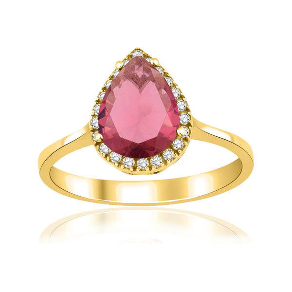 1.46 Carat Pear Ruby Diamond Ring · Yellow Gold