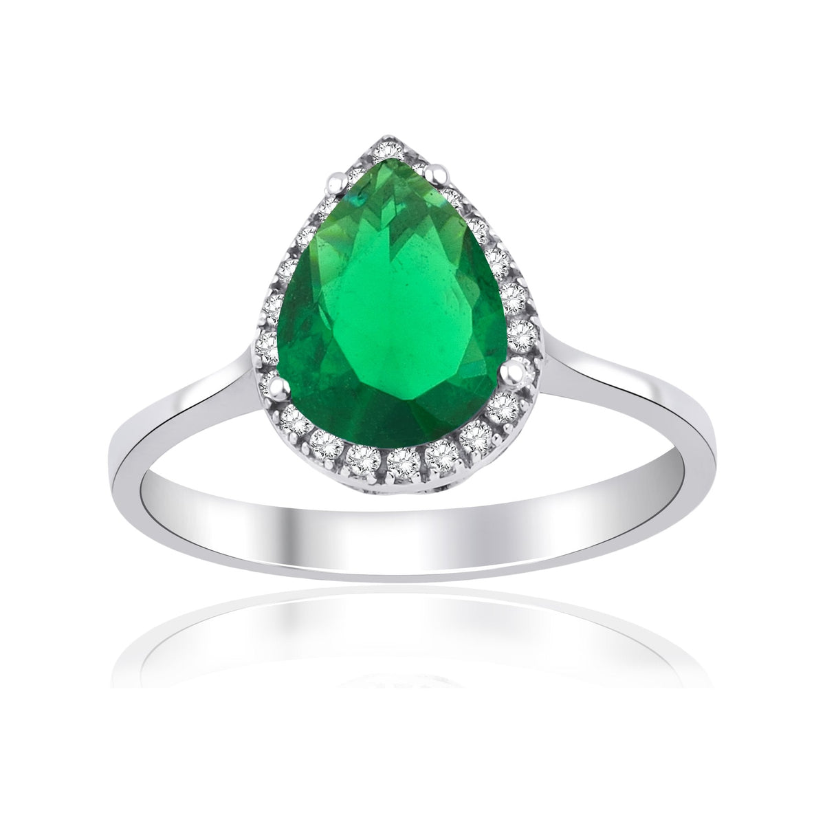 1.46 Carat Pear Emerald Diamond Ring · White Gold