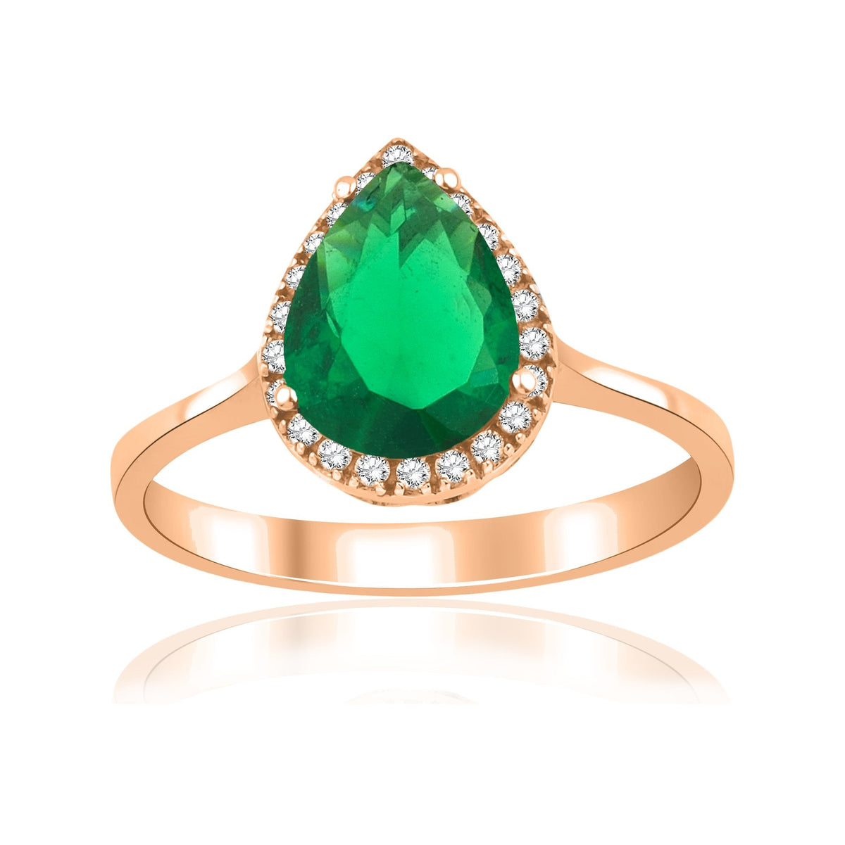 1.46 Carat Pear Emerald Diamond Ring · Rose Gold