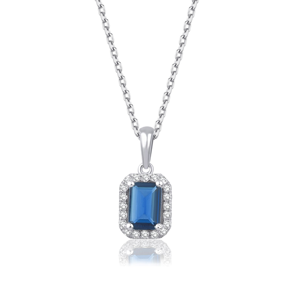 0.95 Carat Baguette Sapphire Diamond Necklace · White Gold