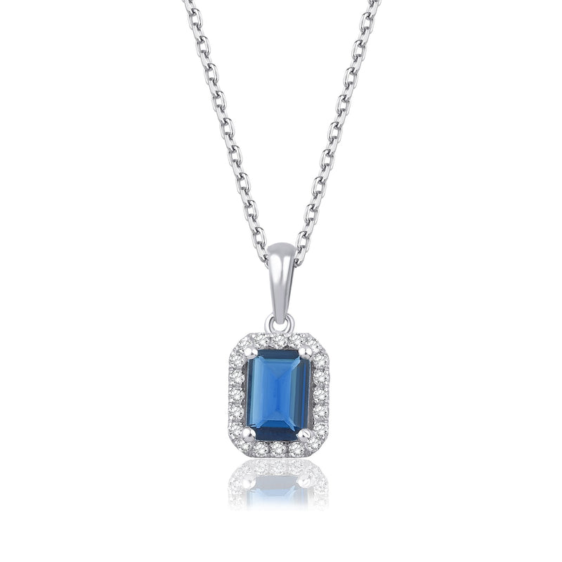 0.95 Carat Baguette Sapphire Diamond Necklace · White Gold