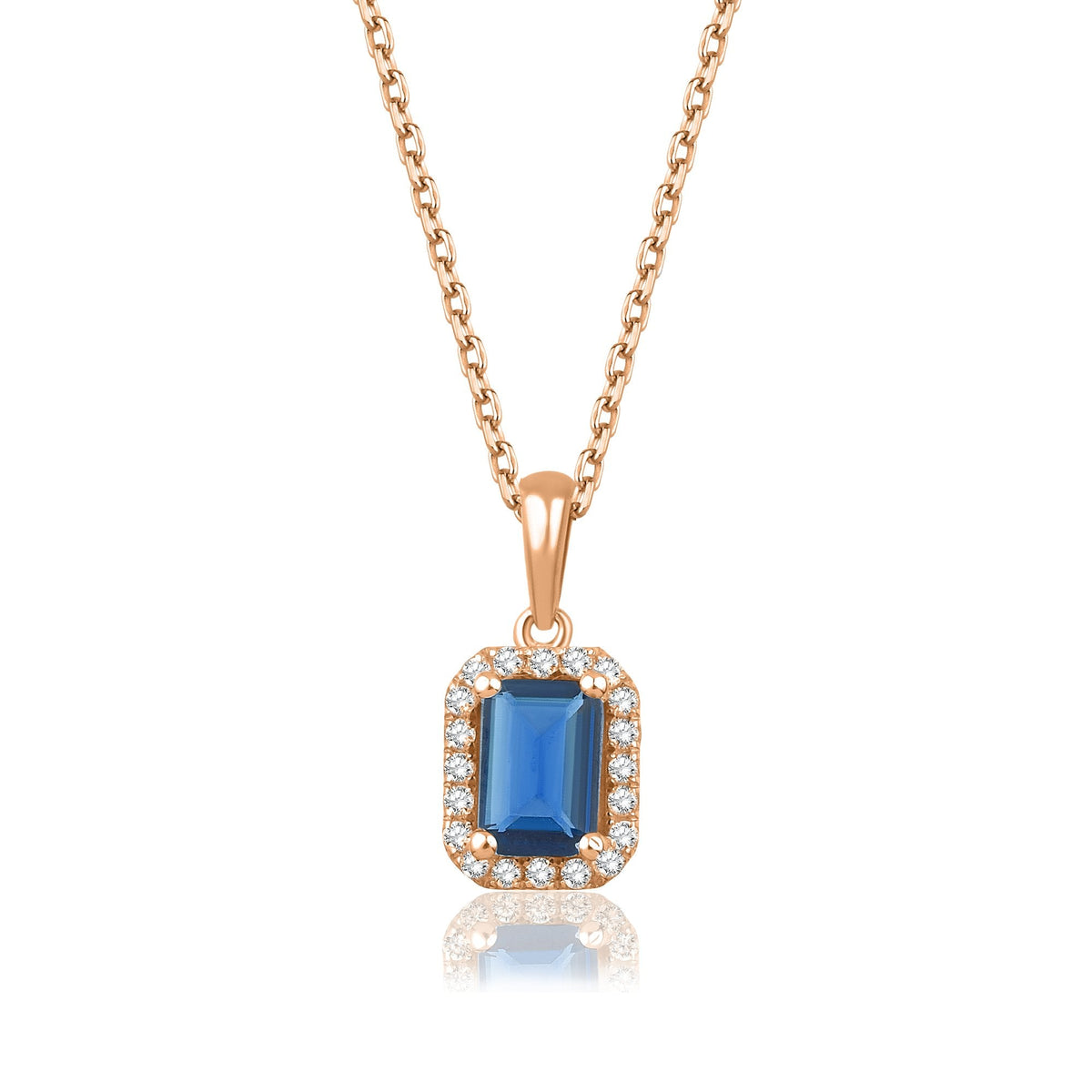 0.95 Carat Baguette Sapphire Diamond Necklace · Rose Gold
