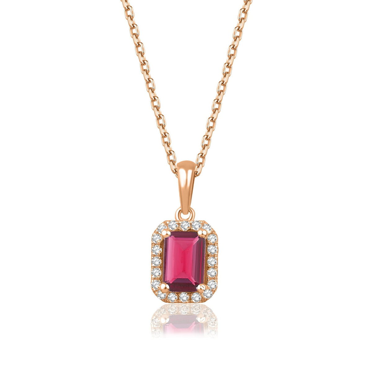 0.95 Carat Baguette Ruby Diamond Necklace · Rose Gold