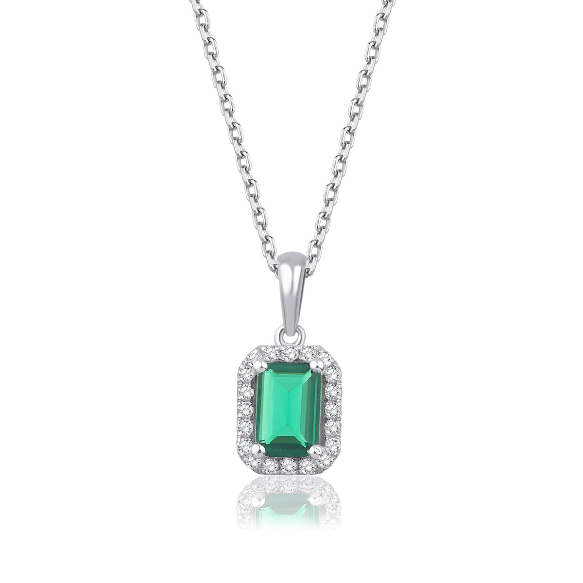 0.95 Carat Baguette Emerald Diamond Necklace · White Gold