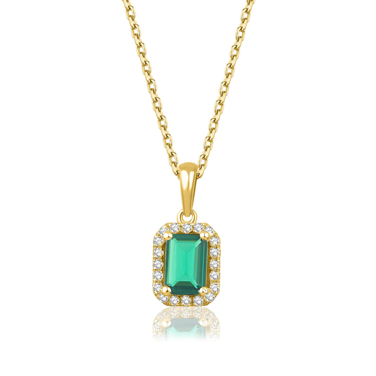 0.95 Carat Baguette Emerald Diamond Necklace · Yellow Gold
