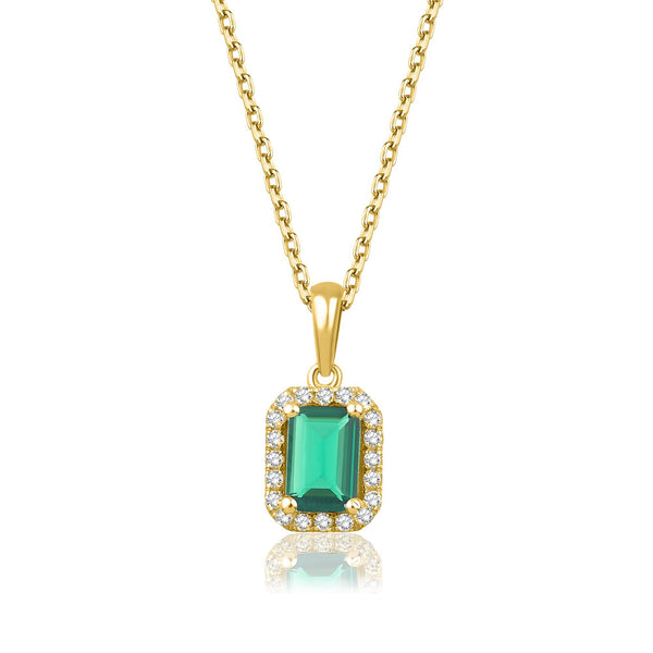 0.95 Carat Baguette Emerald Diamond Necklace · Yellow Gold