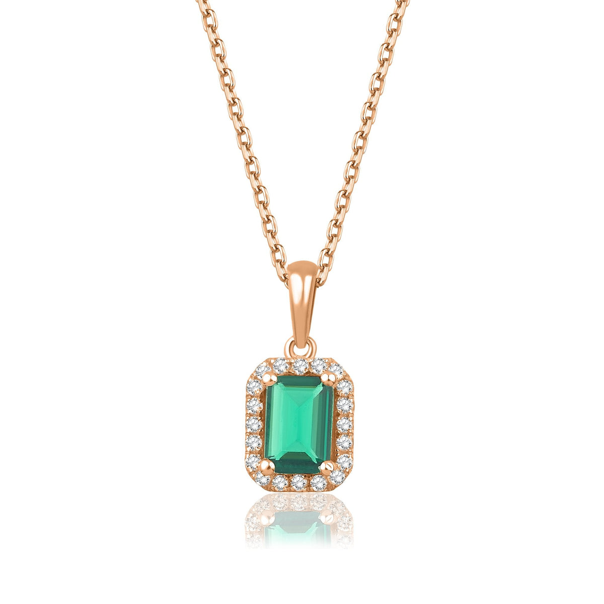 0.95 Carat Baguette Emerald Diamond Necklace · Rose Gold