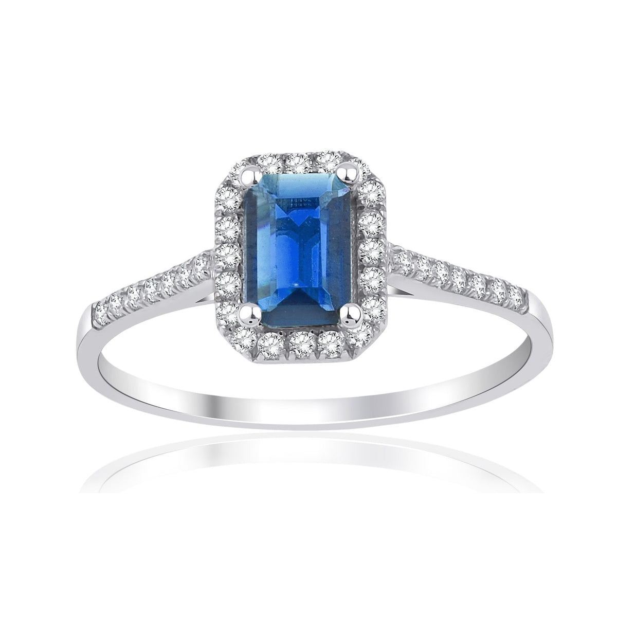 1.05 Carat Baguette Sapphire Diamond Ring · White Gold
