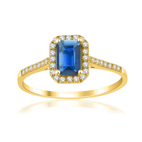 1.05 Carat Baguette Sapphire Diamond Ring · Yellow Gold