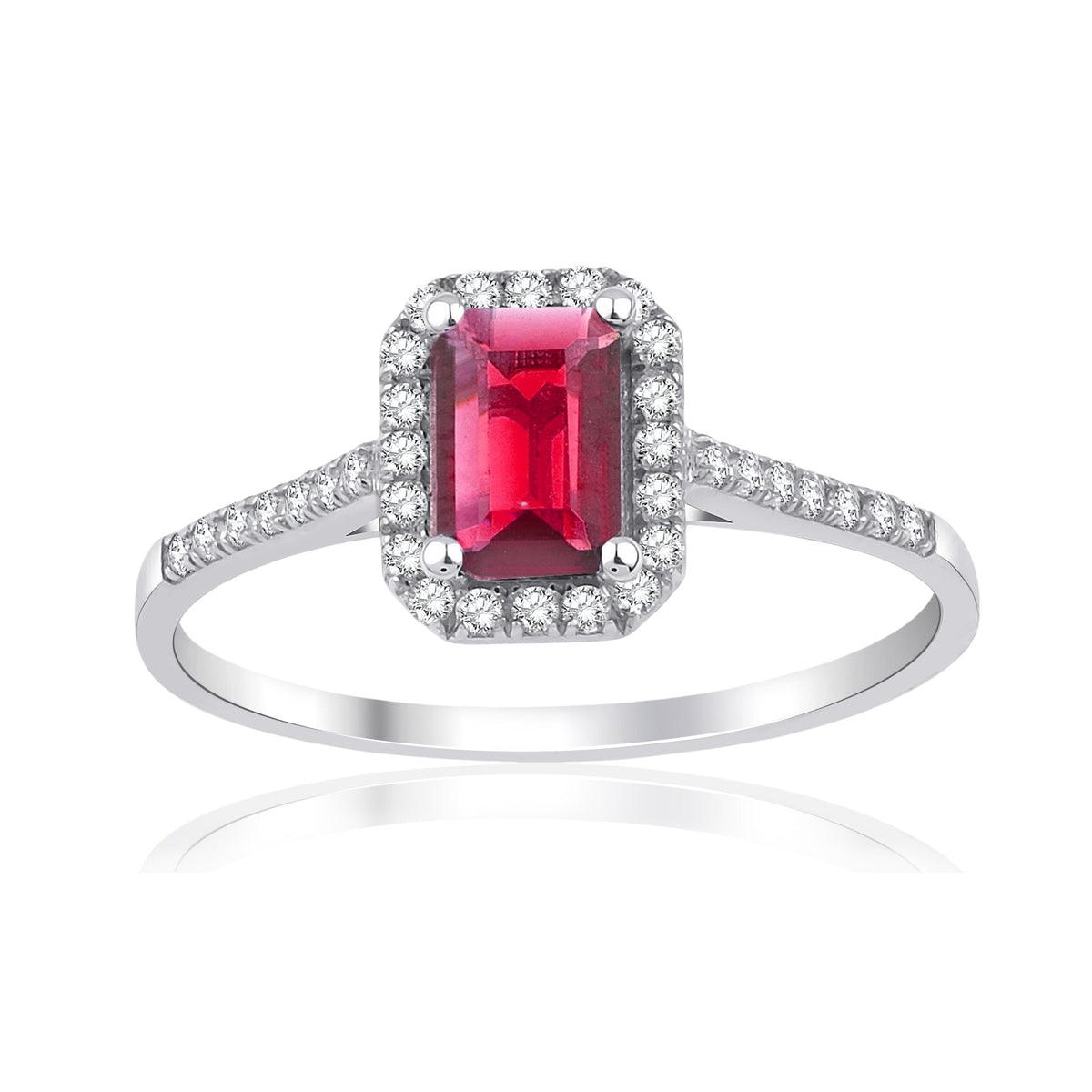 1.05 Carat Baguette Ruby Diamond Ring · White Gold