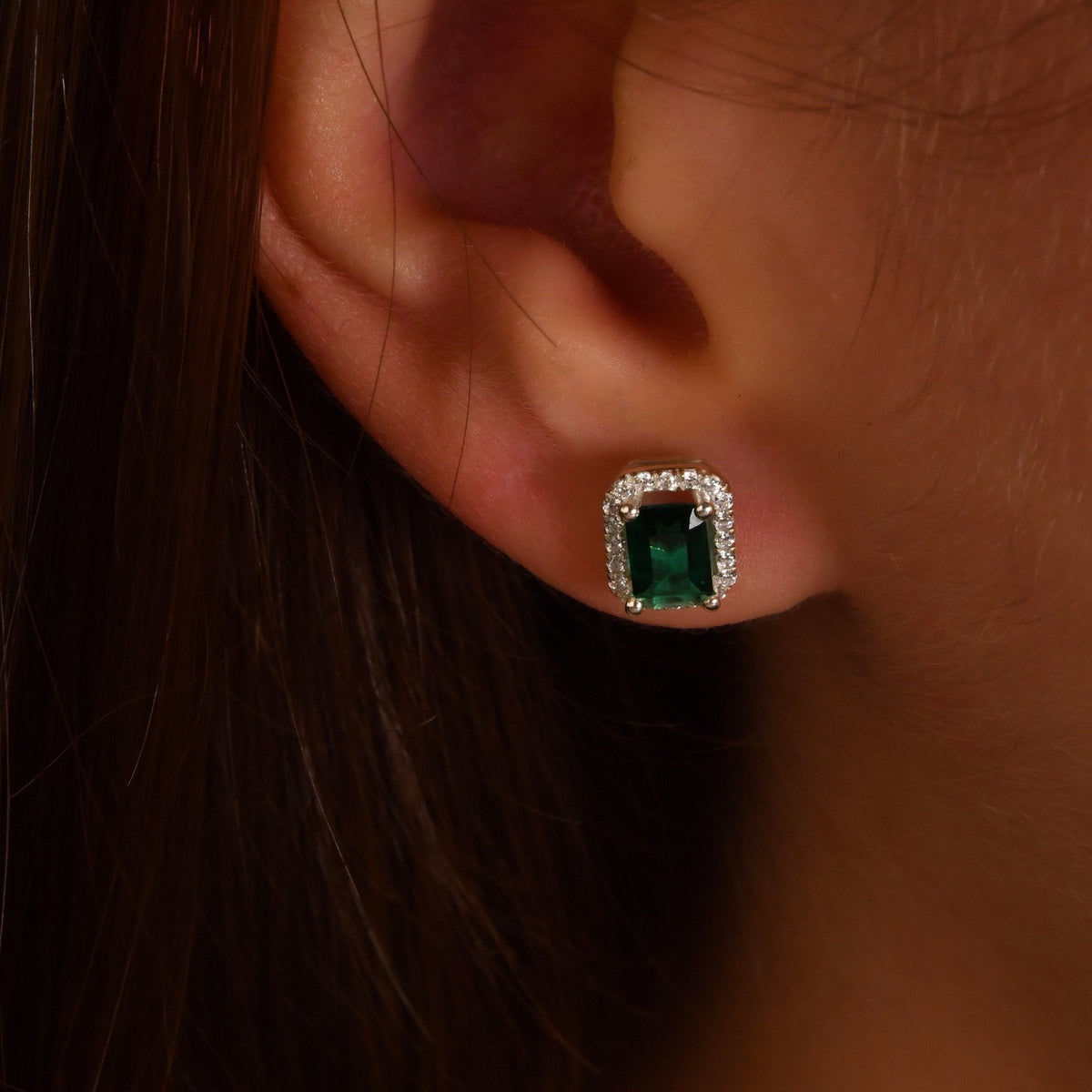 1.90 Carat Baguette Emerald Diamond Earrings