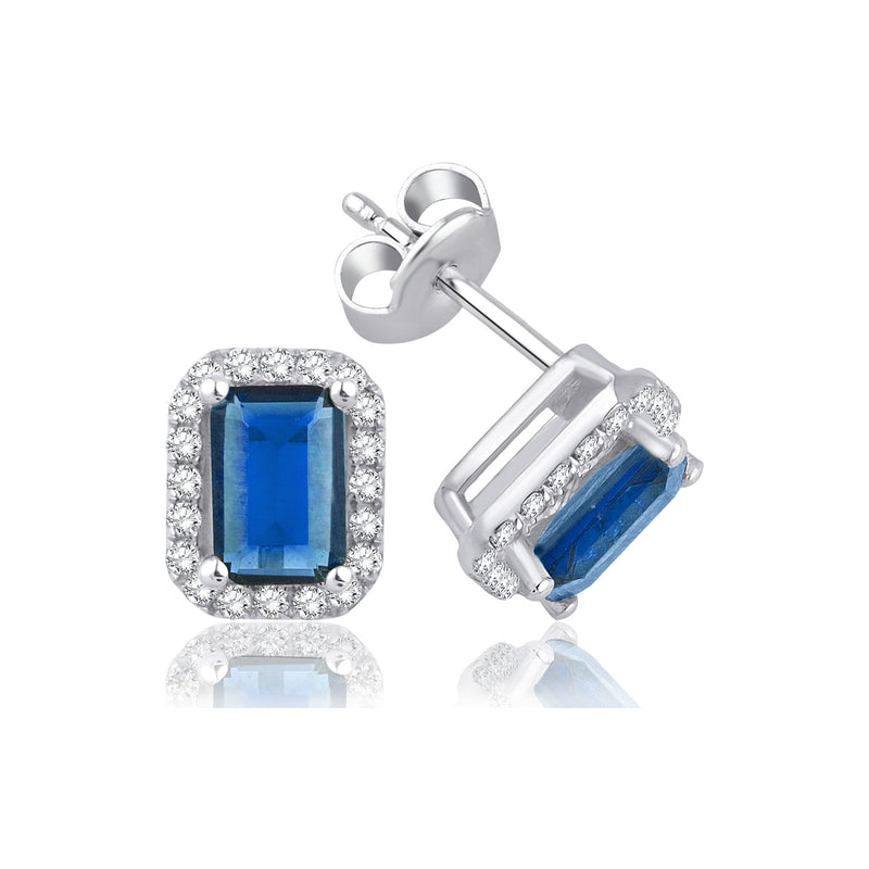 1.90 Carat Baguette Sapphire Diamond Earrings · White Gold