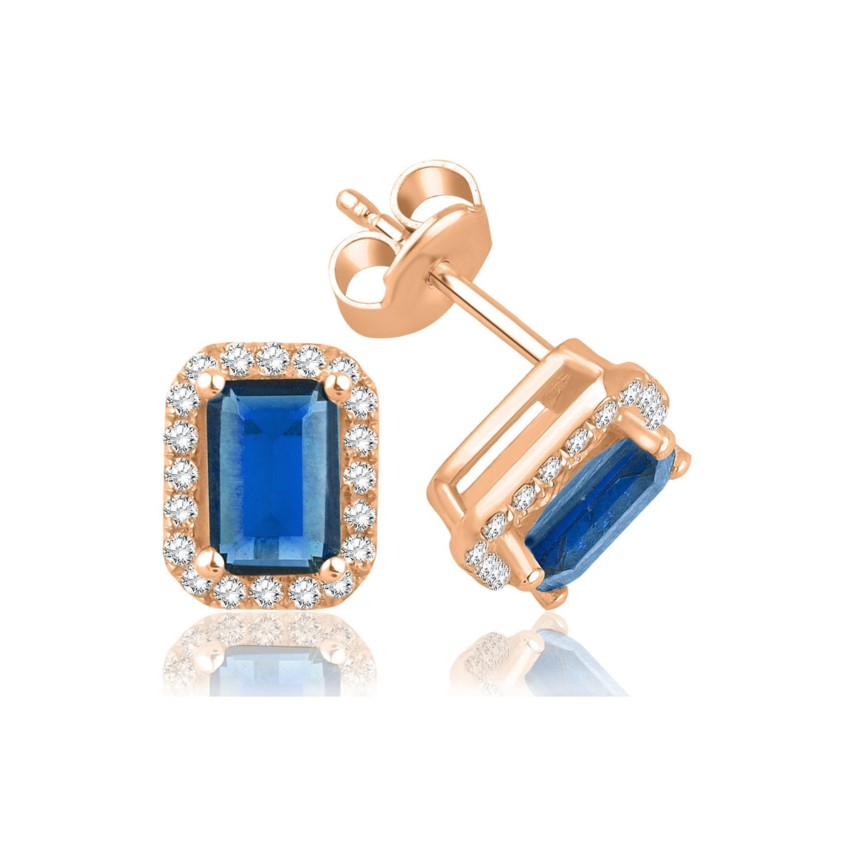1.90 Carat Baguette Sapphire Diamond Earrings · Rose Gold
