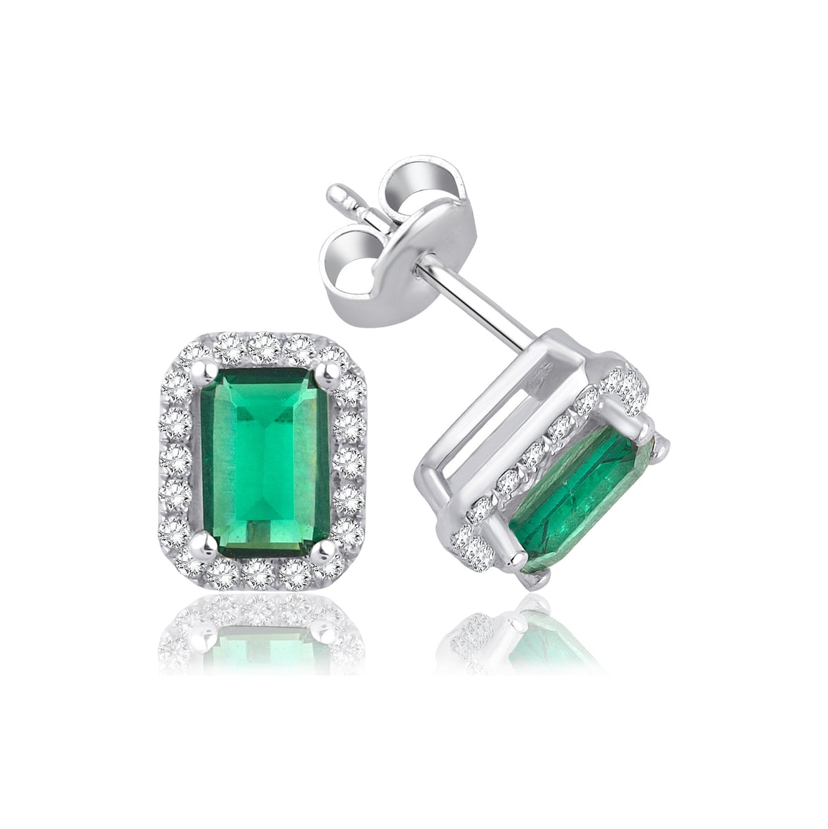 1.90 Carat Baguette Emerald Diamond Earrings · White Gold