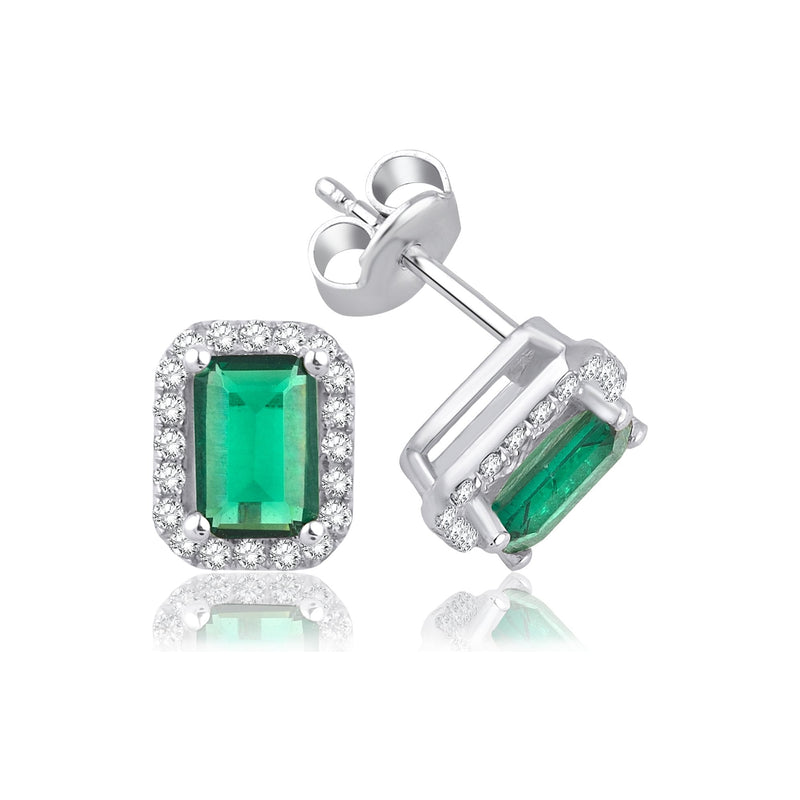 1.90 Carat Baguette Emerald Diamond Earrings · White Gold